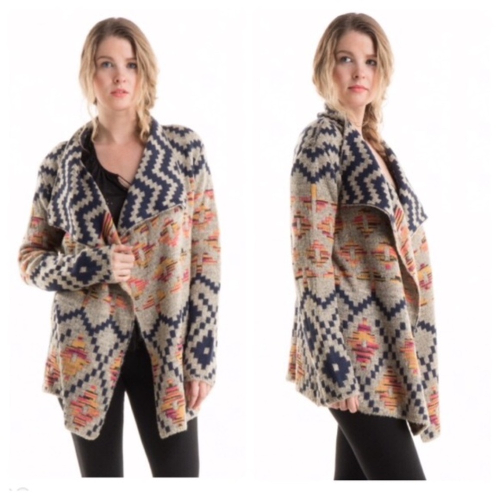 Trendology Cardigan Boho Aztec Tribal Sweater Cardigans Small